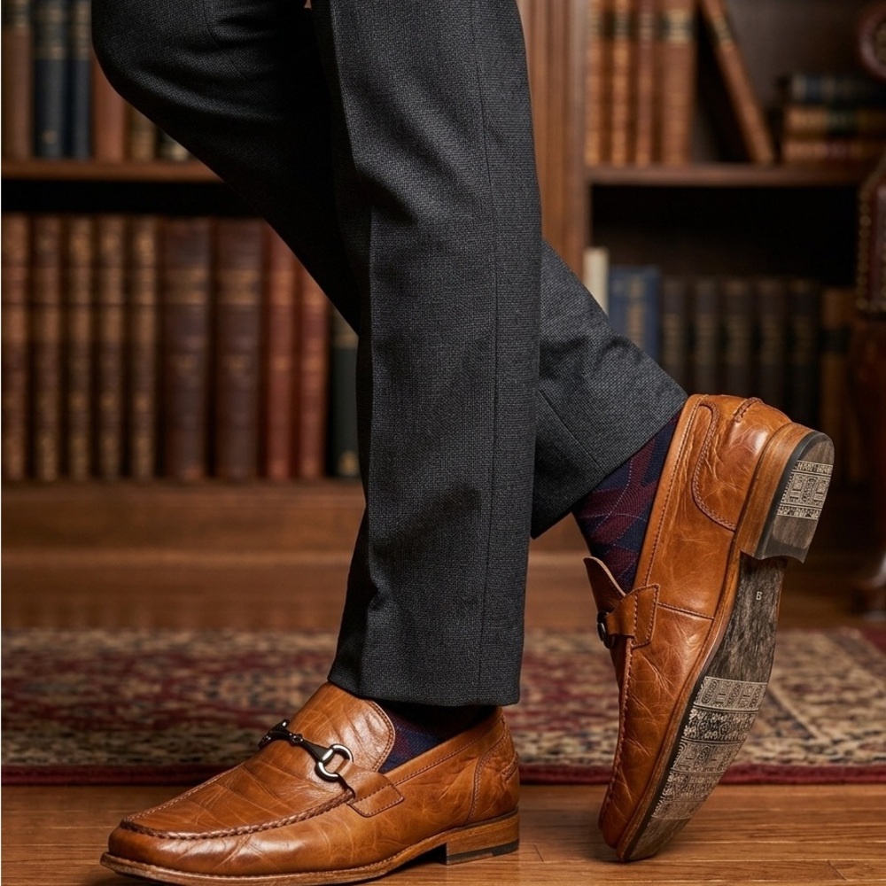 Tansmith Horsebit Loafers Mens 13 Cognac Distressed Kid Leather 6703 Rare